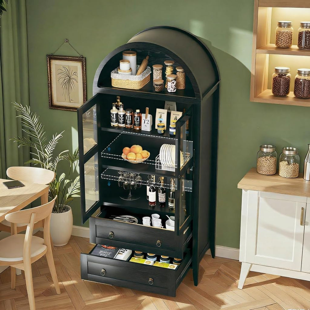 71" Tall Arched Kitchen Pantry, Pantry Cabinet, Kitchen Storage Cabinets...
