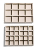 Frebeauty Stackable Velvet Jewelry Organizer Trays for Drawers Inserts Jewelry Storage Tray Display Case, Stud Earrings Bracelets Necklace Rings Accessories Trays for Women Girls(Set of 2 Beige)