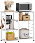 soges Baker's Shelves, Kitchen Shelf, Standing Shelf, Microwave Holder, Baker's Shelf, Household Shelf with 3 Shelves, Multifunctional Kitchen Shelf Storage, Side Trolley, White