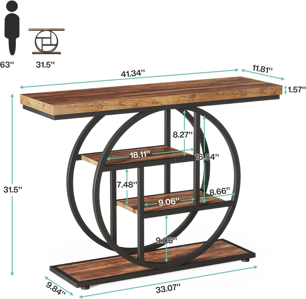 Tribesigns 41.3" Console Table, Industrial 4-Tier Sofa Table Entryway Ta...