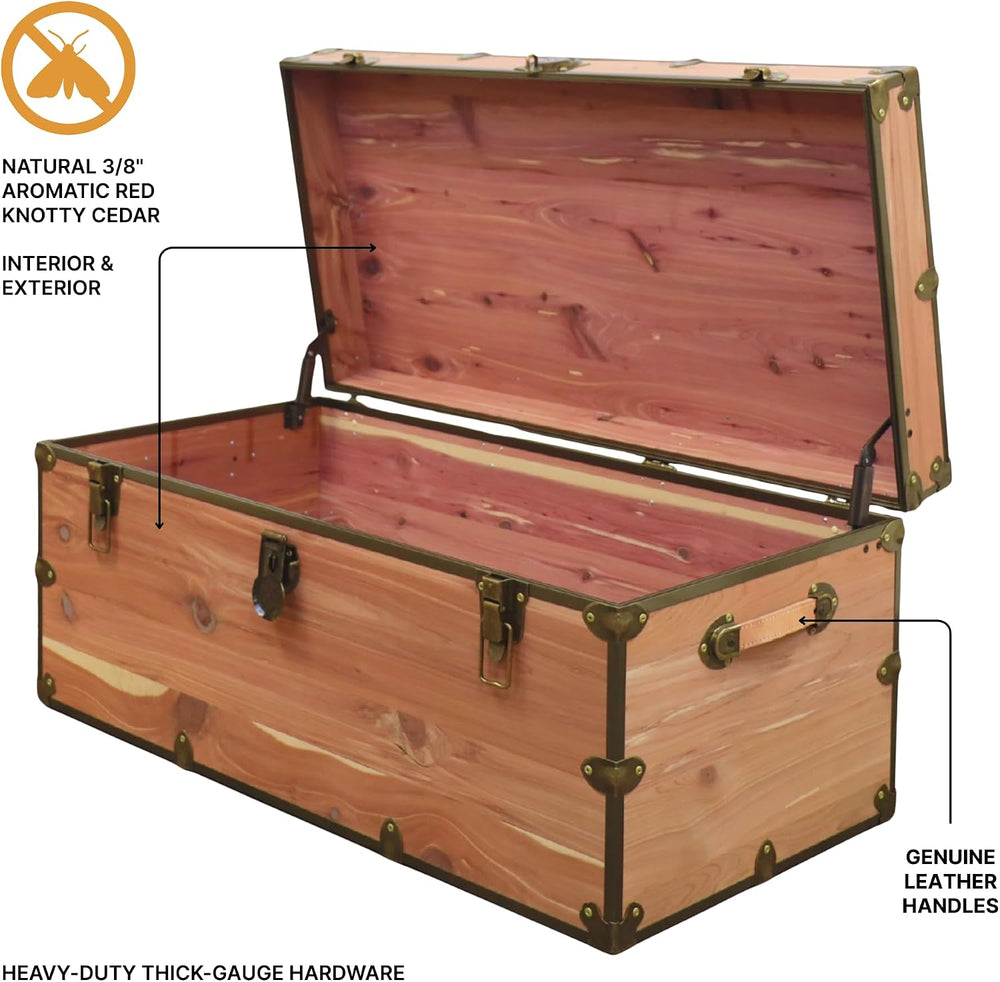 Rhino Knotty Cedar XXL Coffee Table, Storage Trunk Chest with Antique Brass |...