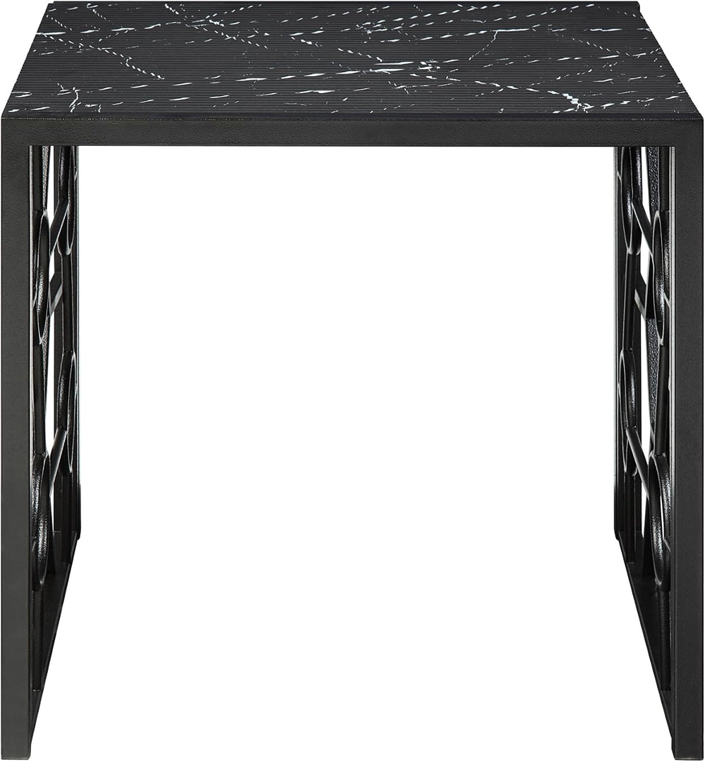 3-Piece Occasional Table Set with Marble-Print Glass Top | Includes 1 cocktai...