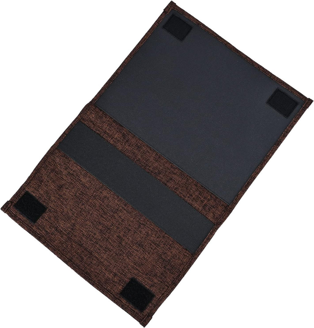 Linen 4 Pockets Bedside Caddy, Bedside Storage Organizer for Magazine, Remotes, Phone (Coffee, Classic 4 Pockets)
