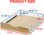 Pull Out Cabinet Organizer,Heavy-Duty Slide Out Shelf, Wood And Wire Basket, Pull Out Drawer for for Kitchen Under Sink Space, Pantry, Bathroom (17 * 21 WM)