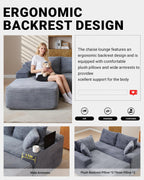Cloud Sectional Couch, 108 Inch Modern Modular Sectional Sofa with Deep Seat, Corduroy Boneless Couches with L-Shape Right Chaise for Living Room Bedroom, No Assembly Required(Grey)