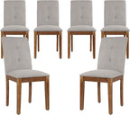 DAGONHIL Dining Chairs Set of 6, Modern Upholstered Fabric Dining Room Chairs, Armless Kitchen Chairs with Wood Legs and Padded Seat for Living Room, Bedroom, Kitchen (Grey)