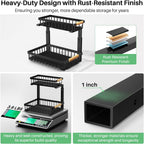 Pull out Cabinet Organizer, 2 Tier Under Sink Organizer, Slide out Metal Kitchen Cabinet Organizers Drawer Shelf, Sliding Storage Shelves for Kitchen Bathroom Pantry Cabinet Closet Organization Rack