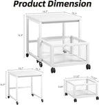 VERMESS End Table, 19.7" Mini Fridge Stand with Storage, Printer Stand with Storage Drawer, Rolling File Cabinet Cart with Wheels, Mobile Printer Beverage Fridge Table for Home Office Bedroom (White)