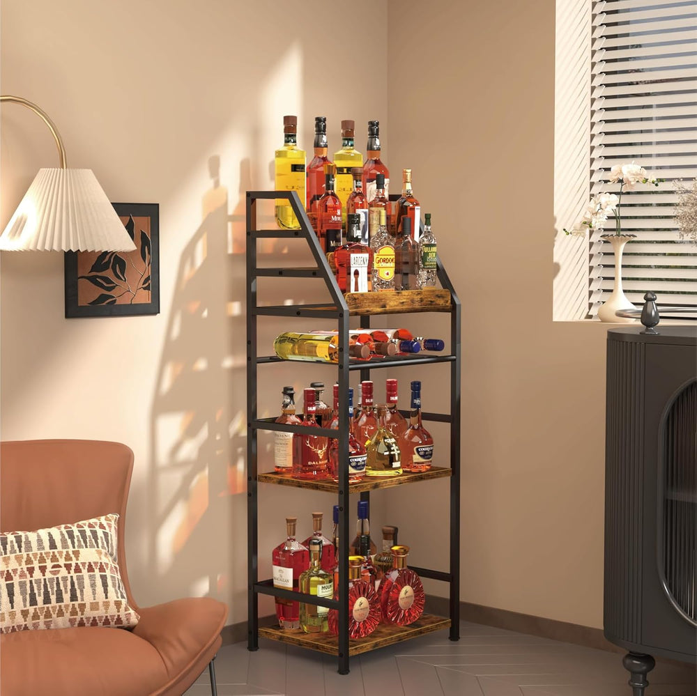 Trapezoid Liquor Wine Rack - Stepped Freestanding Design for Home - Fits Livi...