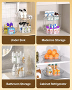 INCOSTAR 3 Pack Clear Lazy Susan Turntable 9'' & 11.8'' for Cabinet | Two-Tier Spinning Organizer, Space-Saving Pantry Storage Rack, Clear Durable Plastic, Makeup & Bathroom
