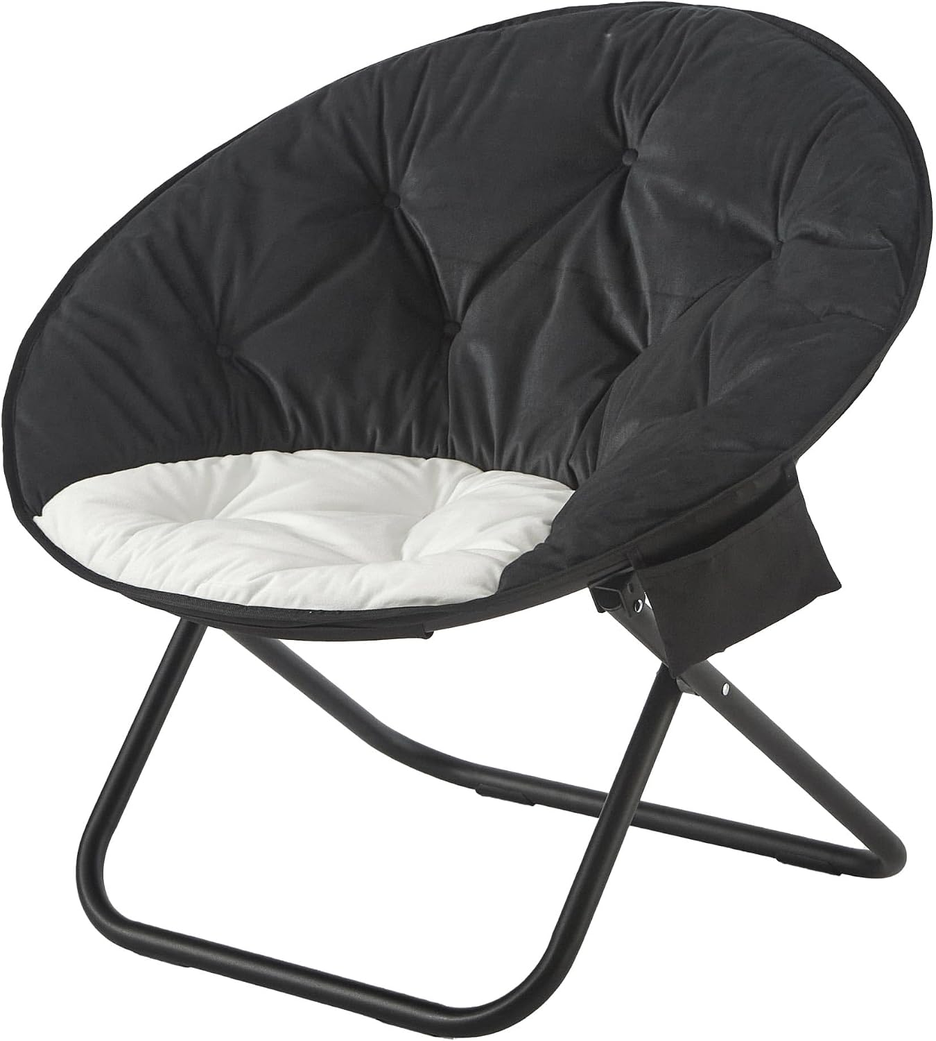 Urban Lifestyle Colorblock Micromink Saucer™ Chair with Black Legs, Black/White