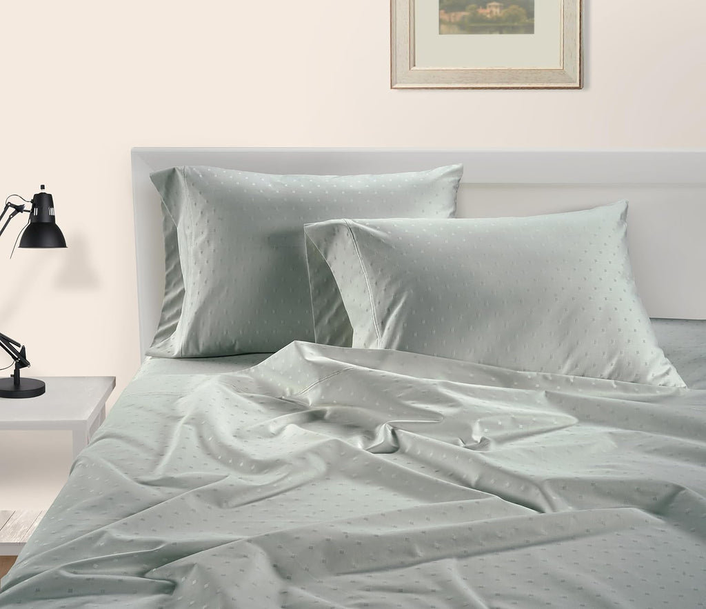 LANE LINEN Pillow Case Covers King, Set of 2, 100% Egyptian Cotton Sateen, Soft Cool & Smooth 1000 Thread Count Pillow Cases - Swiss Dot - Mineral