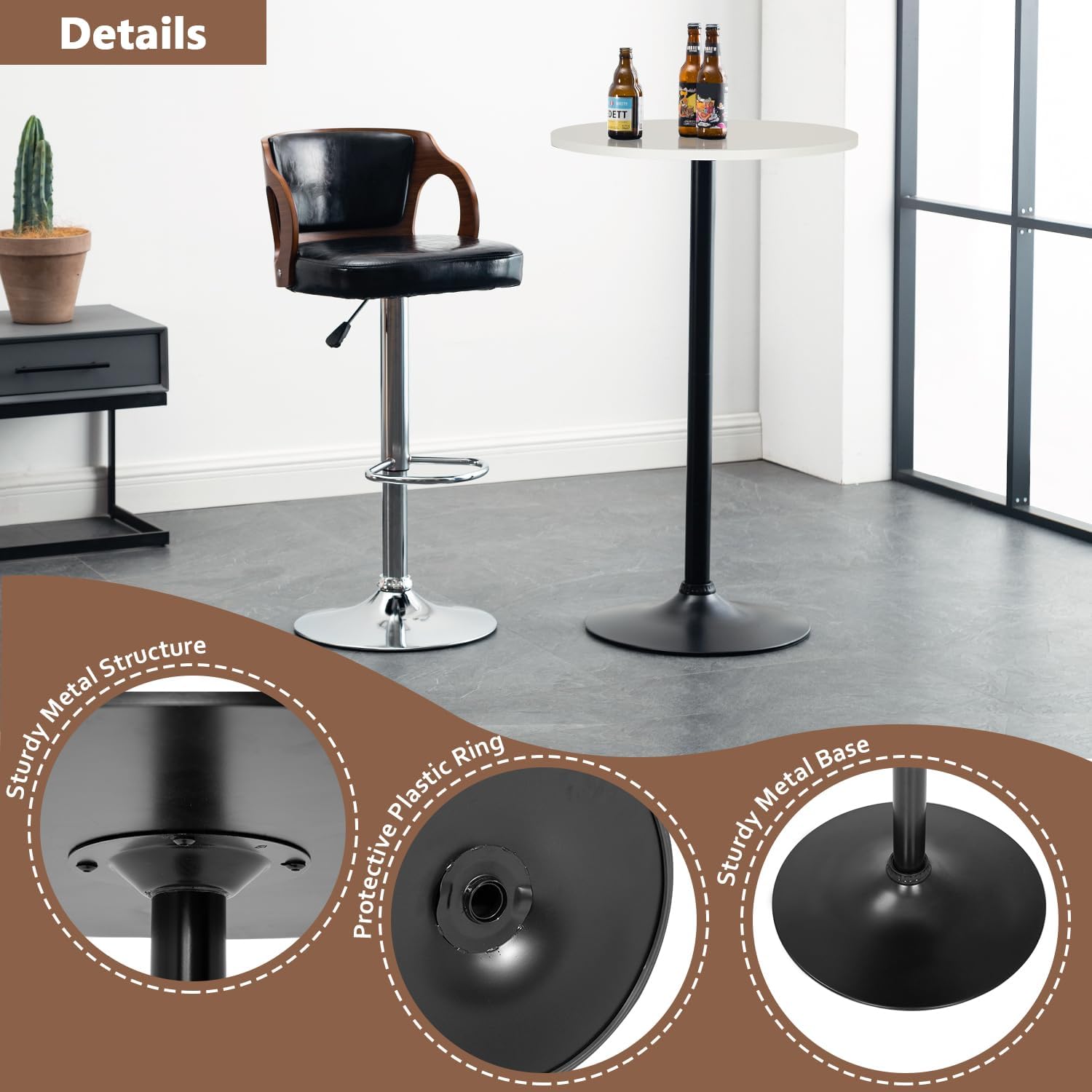 PayLessHere Bistro Bar Table 40 Inch Round Table Height Top Pub Table Cocktail for Home, Kitchen and Dining Room
