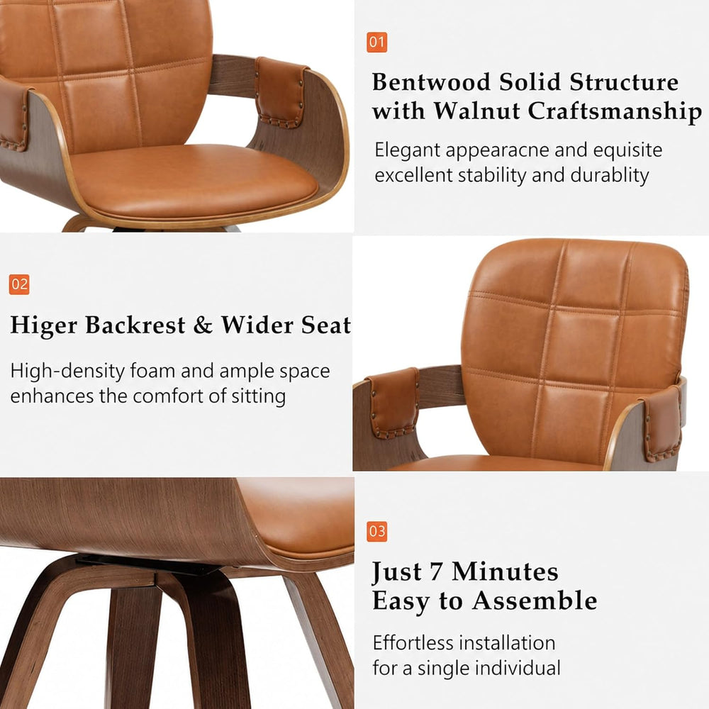 Mid Century Modern Swivel Dining Chair with Arms, Walnut Desk Chair | Walnut ...