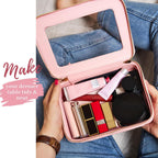 Aveniee Clear Makeup Bag Organizer,Large Travel Toiletry Bag for Women, Waterproof Cosmetic Pouch with Zippers,Car Organizers and Storage Case for Accessories,Pink
