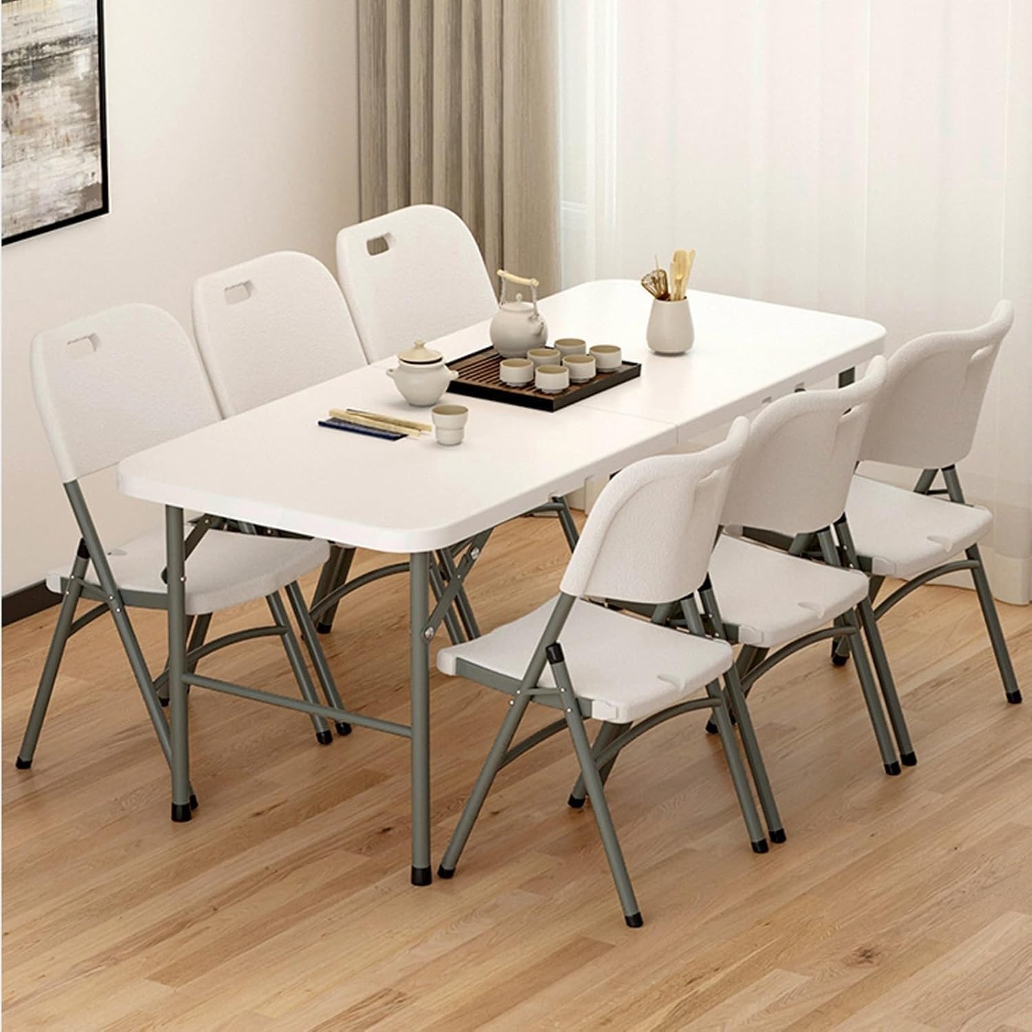 Folding Chairs, Heavy Duty Foldable Chair Portable HDPE Plastic Seat with Steel Frame for Indoor Outdoor(Green)