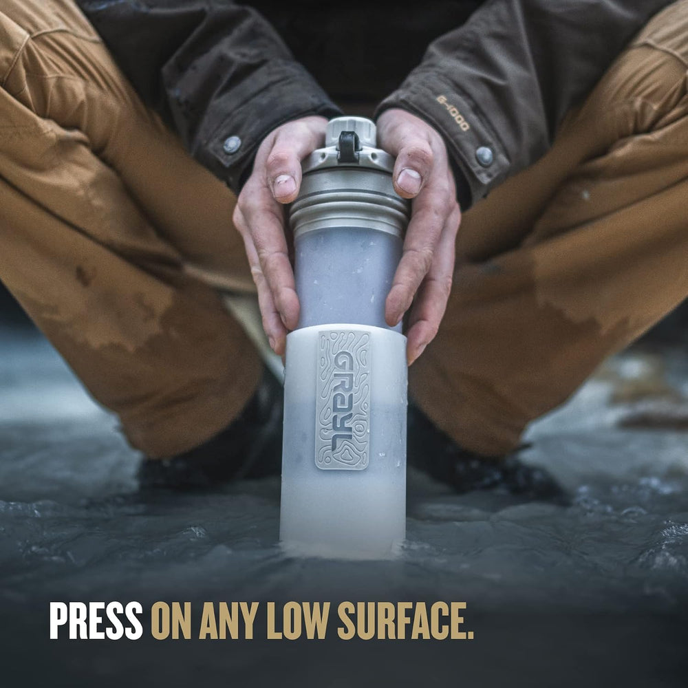 GRAYL GeoPress 24 oz Water Purifier & Water Filter Bottle, Peak White