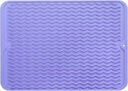 Silicone Dish Drying Mat for Multiple Usage,Easy clean,Eco-friendly,Heat-resistant Silicone Mat for Kitchen Counter or Sink,Refrigerator or drawer liner Light Purple L 16 inches x 12 inches