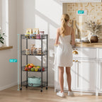 SINGAYE Shelf Closet Wire Shelving：Adjustable Metal Unit for Laundry Room Organization Bathroom Kitchen Home Storage with Wheels Pantry Rack Shelves