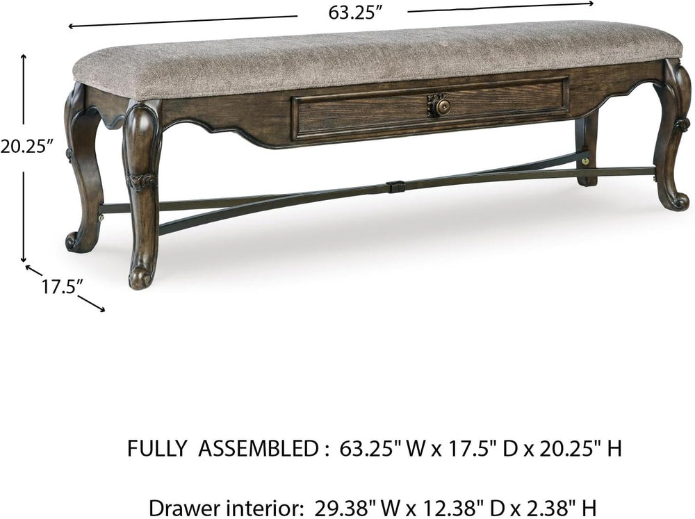 Signature Design by Ashley Maylee Upholstered Dining Bench, 63", Storage...