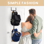 Over The Door Backpack Hanger, Backpack Hanger for Closet, Two Tiered Metal Storage Rack Backpacks Hooks, Heavy Duty Hook Storage for Schoolbag, Easy Installation(Black,1)