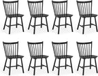 LUE BONA Upgraded Dining Chairs Set of 8, Farmhouse Wooden Spindle Back Kitchen Chairs, Windsor Dining Chairs for Kitchen and Dining Room, Black