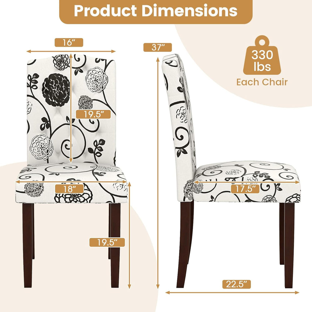 GOFLAME Upholstered Dining Chairs Set of 2, Button Tufted Fabric Upholstered ...