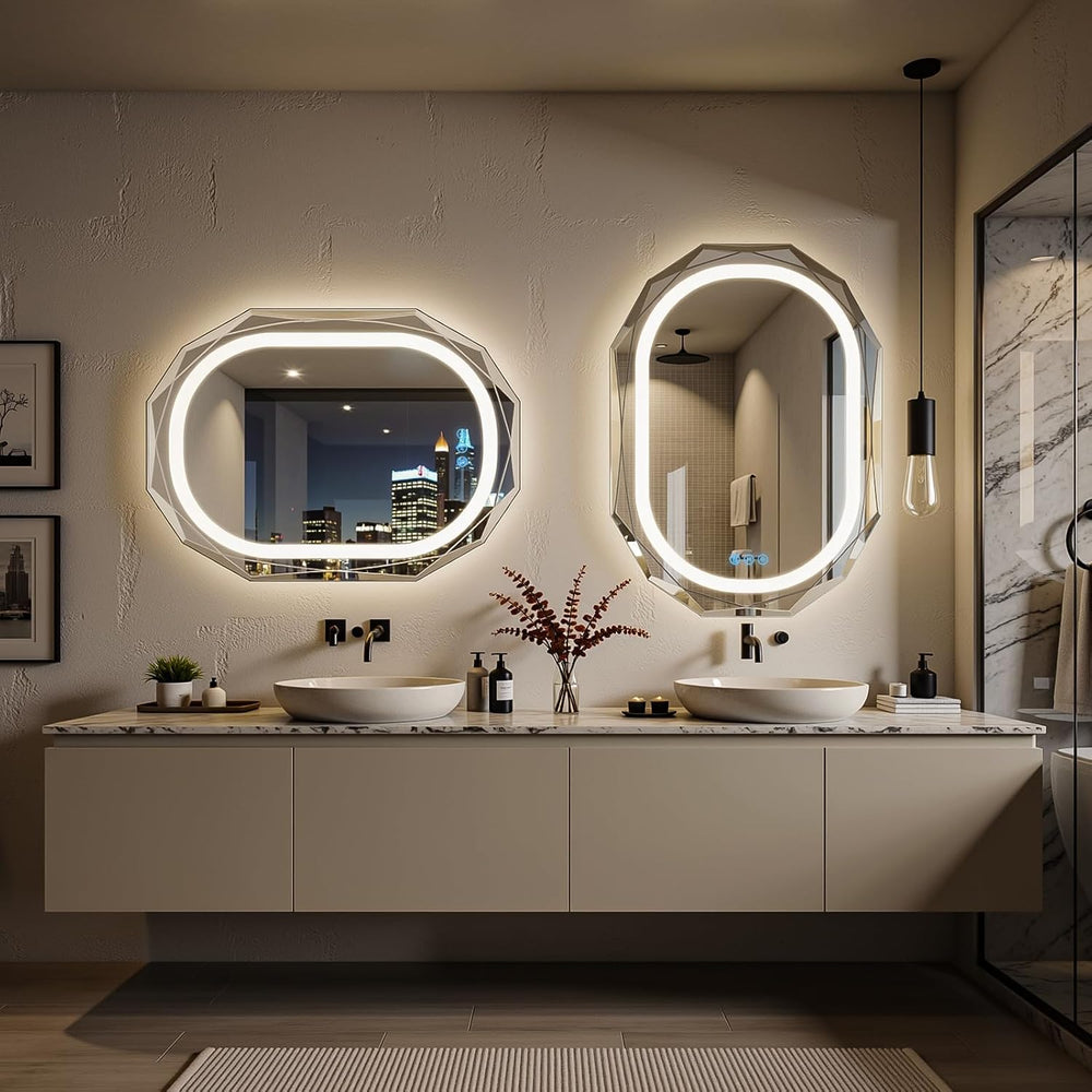 30"x40" Oval LED Bathroom Vanity Mirror, Backlit Anti-Fog Frameless