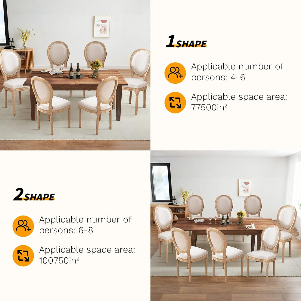 SoarFlash 5 Piece Extendable Dining Table Set for 4-8 Person, Wooden Dining R...