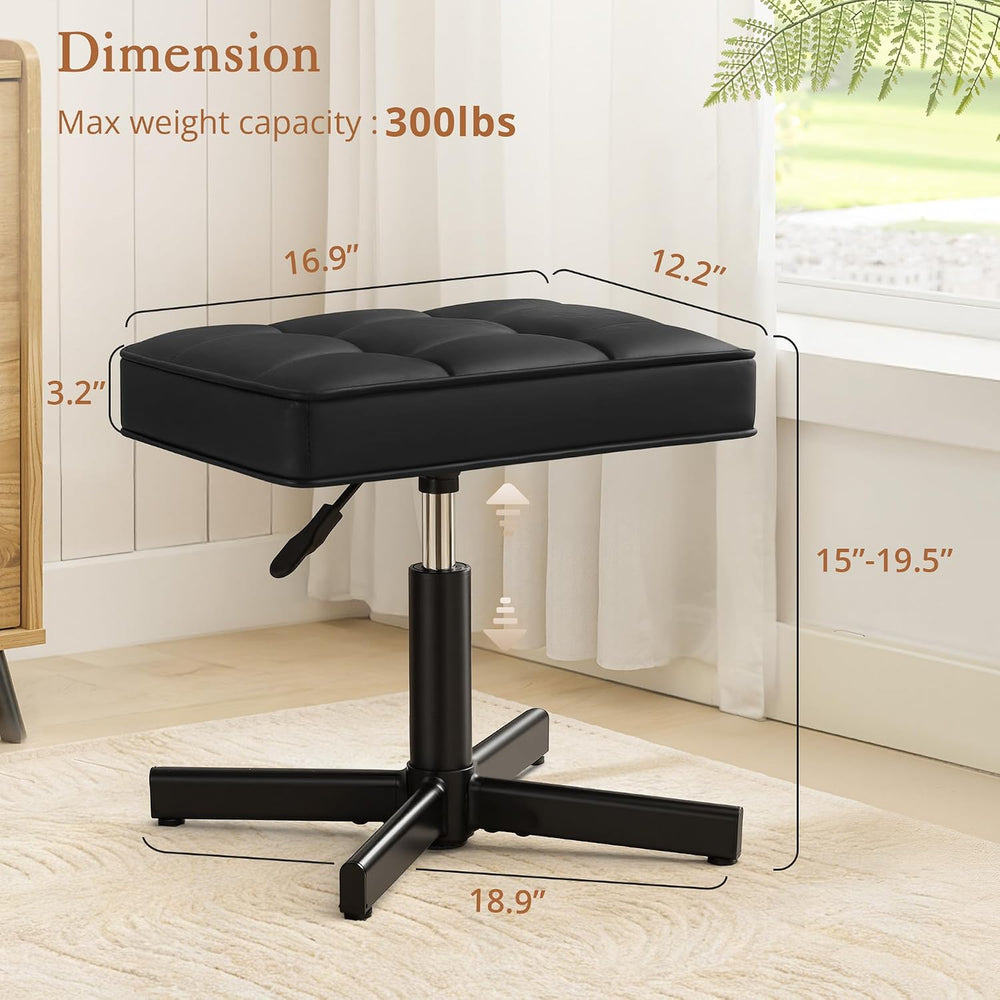 LUE BONA Adjustable Vanity Stool, Foot Rest Under Desk, 360° Swivel Vanity Ch...