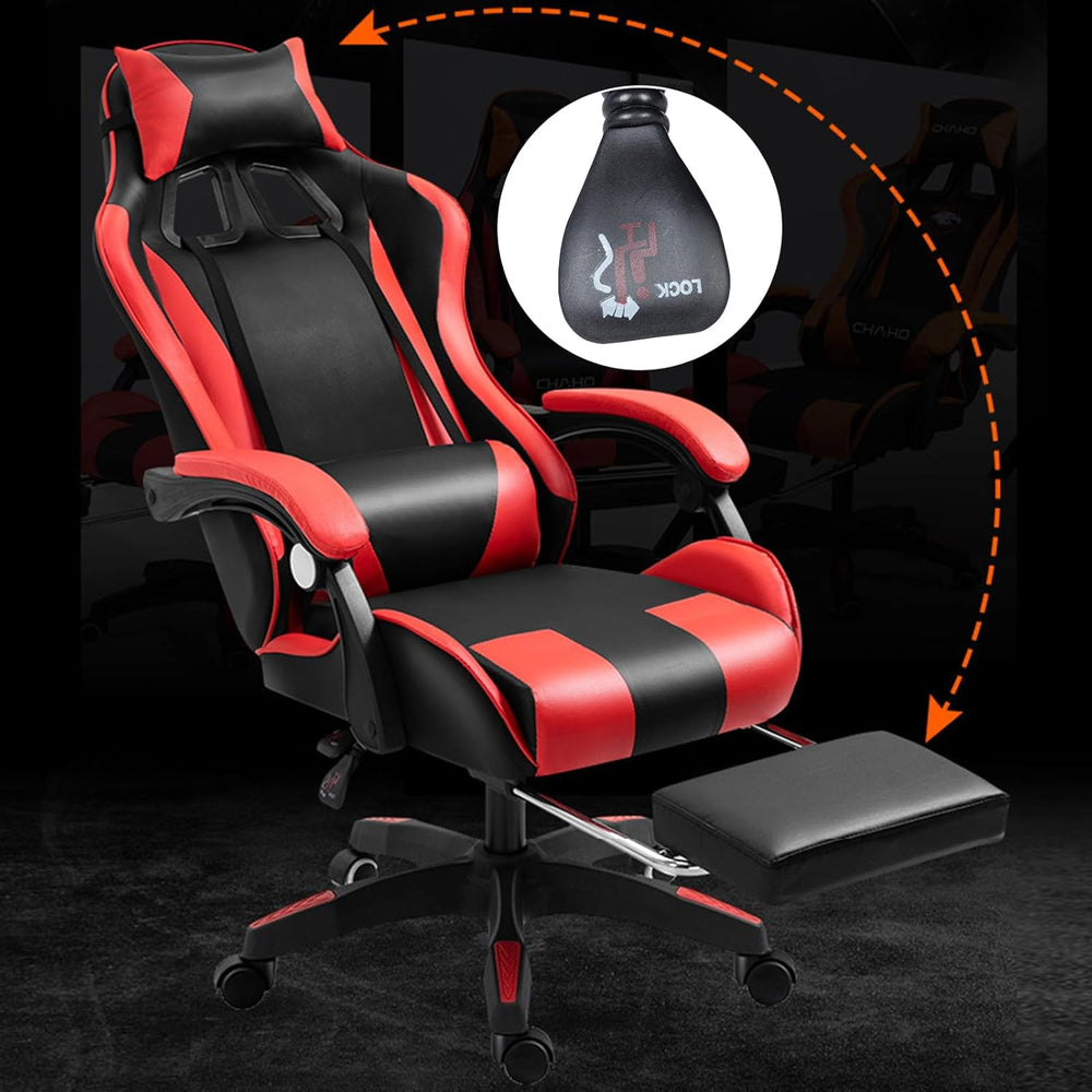 Gaming Chair, Video Game Chair with LED Light, Ergonomic Massage Computer Cha...