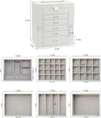 Large Jewelry Box, Jewelry Boxes for Women Large Jewelry Organizers and Storage, Jewelry Organizer for Rings Earrings Necklaces Glasses Bracelets Watches, Grey