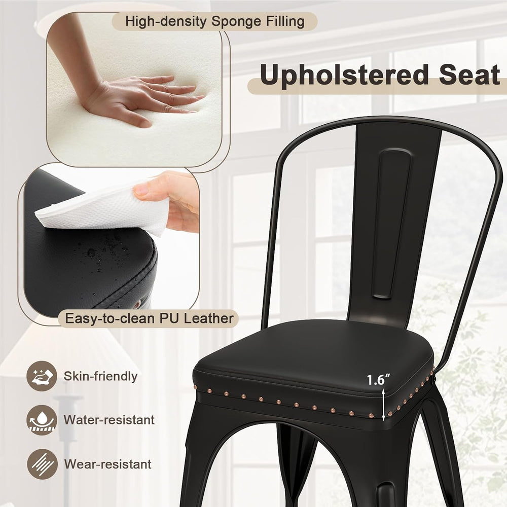 GIANTEX Metal Dining Chairs Set of 4, Stackable Armless Kitchen Side Chair wi...