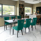 Modern Dining Chairs Set of 4, Tufted Upholstered Dining Chair with Solid Wood Legs, Green Velvet Accent Chair, Sillas de Comedor, 4 Dining Chairs (Green, Velvet, 4Pcs)