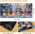 Large Mouse Pad, Snowman Christmas Desk Mat, Extended Gaming Mouse Pad with Non-Slip Rubber Base, Thick 3mm Smooth Surface Keyboard Mat for Office & Home,35.5 x 15.8 in