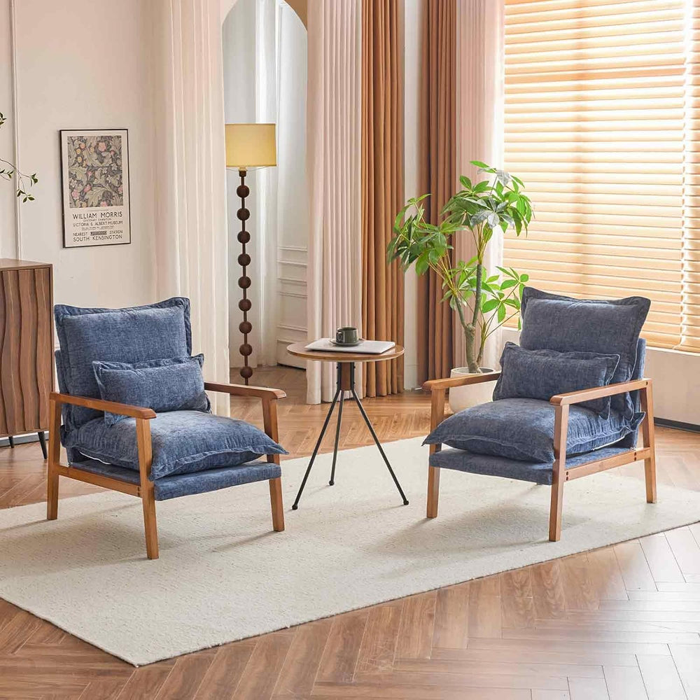 VINGLI Mid-Century Modern Cloud Accent Armchairs set of 2 with Lumbar Pillow,...