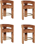 Jofran Upholstered Counter Stool with Arms – Versatile Barstools – Stylish Seating for Kitchen Dining Room or Home Bar, Rust, Set of 4