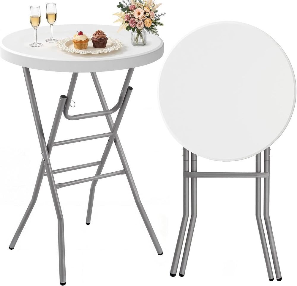 VECELO 28" Round Cocktail Table, Folding Bar Height Table with Removable...