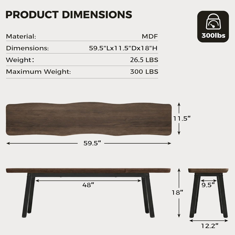 FUQARHY 59” Dining Bench Pair of 2 for 6-8 Person, Farmhouse Long Kitchen Tab...