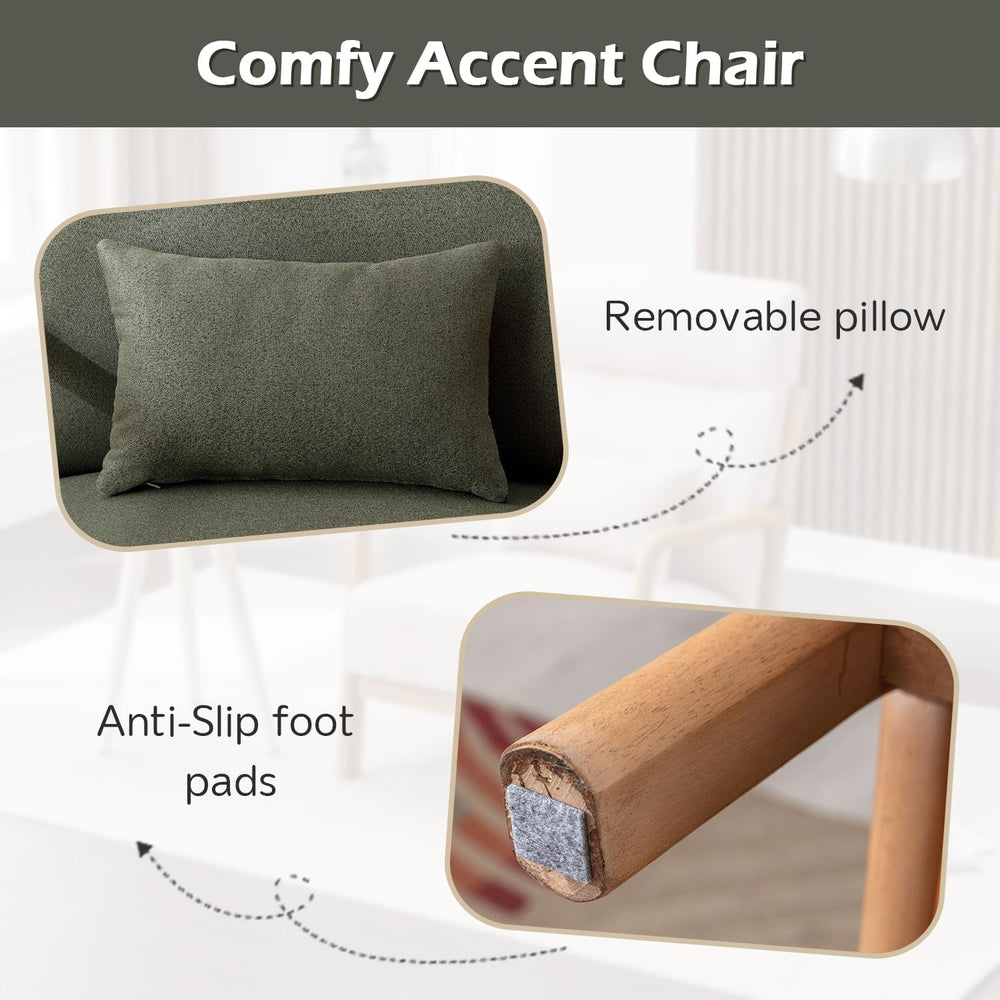 INZOY Mid Century Modern Accent Chair with High Back, Upholstered Living Room...
