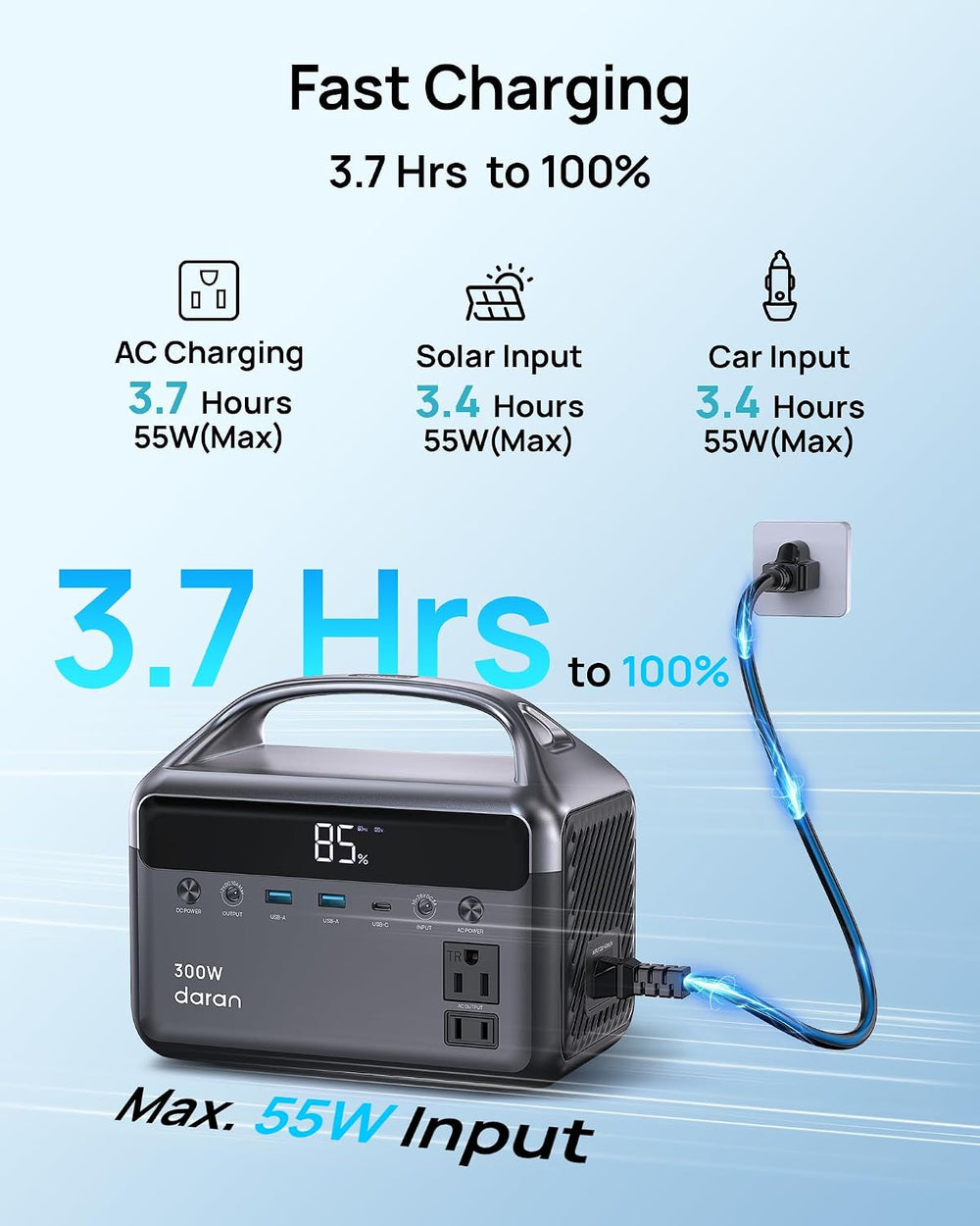 DaranEner Portable Power Station, 300W (Surge 600W) 192Wh Power Bank with 110...