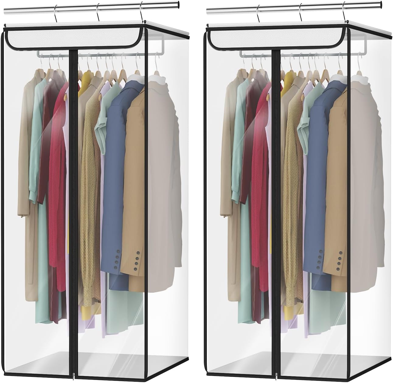 Univivi Hanging Garment Storage Bag, Clothes Bags 40 In, Clear, 2 PCS | Large Capacity, High Load-Bearing Capacity, Sturdy Metal Hanger, Easy Assembly, Premium Cloth Bag for Suits, Coats, Dresses