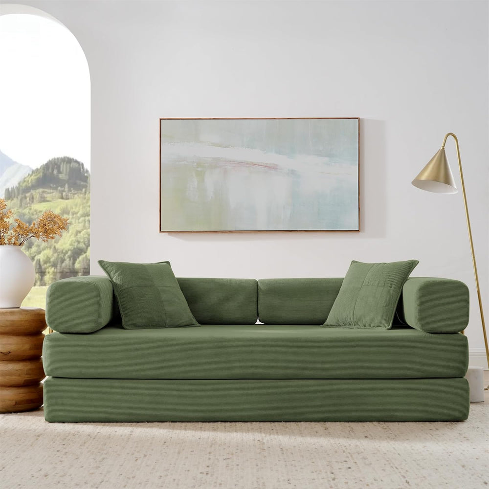 4-in-1 Folding Convertible Sofa Bed, 78 Inch Oversized Corduroy Upholstered C...