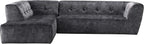 Acanva Luxury Mid-Century Velvet Tufted Low Back Sofa Set L-Shape 2-Piece Living Room Couch, 113"W Left Hand Facing Sectional, Grey