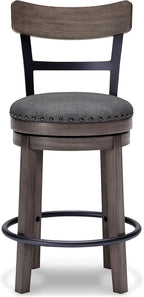 Signature Design by Ashley Caitbrook 24" Farmhouse Counter Height Upholstered Swivel Barstool, Gray