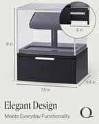 QWATCH Watch Stand Display Case - Acrylic Watch Box for 2 or 4 Watches with Jewelry Valet Tray and Drawer