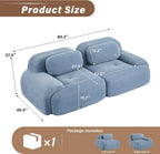 81" Loveseat Sofa, Comfy Deep Seat, No Assembly, Sofa in a Box, Modern Small Couch with Plush Corduroy Fabric for Living Room, Bedroom, Apartment, Home Office, Blue