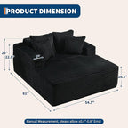 54.3"W Oversized Chaise Lounge Chair Indoor, Boneless Corduroy Sleeper Sofa Bed with 4 Pillows, Armrests, Comfy Fluffy Reading Couch, No Assembly Required Cloud Sofa for Living Room, Bedroom, Office