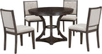 Ball & Cast Retro Dining Table Set for 4 with 4 Upholstered Chairs,5-Piece Wooden Living Room Furniture W/ 42" Round Extendable Kitchen Desk,for Small Space,Apartment,Dining Room,Espresso