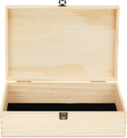 makerflo XL Natural Pine Wood Memory Box with Black Felt Inside, Hinged with Clasp, Keepsake Wooden Box Ideal for Craft and Personalization (Laser Engraving, Epoxy, UV DTF, and Vinyl) – Pack of 12